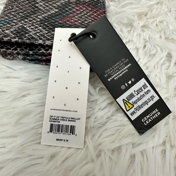 Aimee Kestenberg Zip It Up Trifold Wallet Summer Vibes Snake Multicolor NEW - Picture 6 of 8